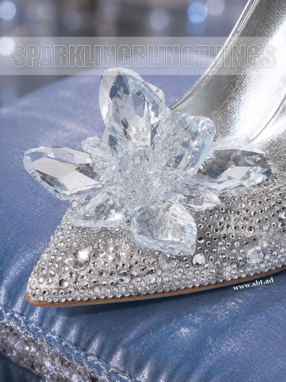 NWT Cinderella Shoes Sparkling Bling Crystal Rhinestones High Heel Pumps +Gift - Picture 3 of 7